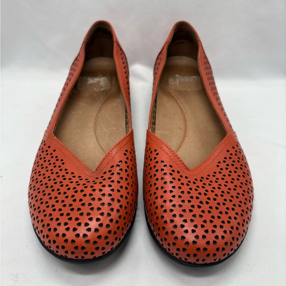 Women's Orange Perforated Slip-On Flats